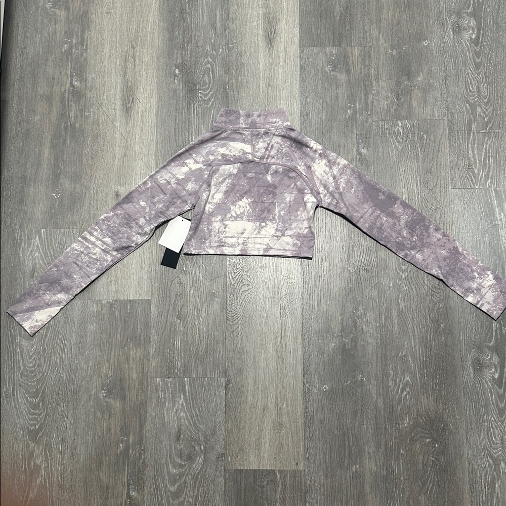 NWT Mono B Lavender Long Sleeved Half Zip Cropped Crop Top Size Small - Picture 3 of 3